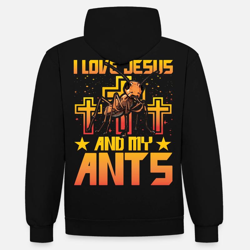 J'aime Jésus et mes réponses - Sweat à capuche contrasté - noir/or
