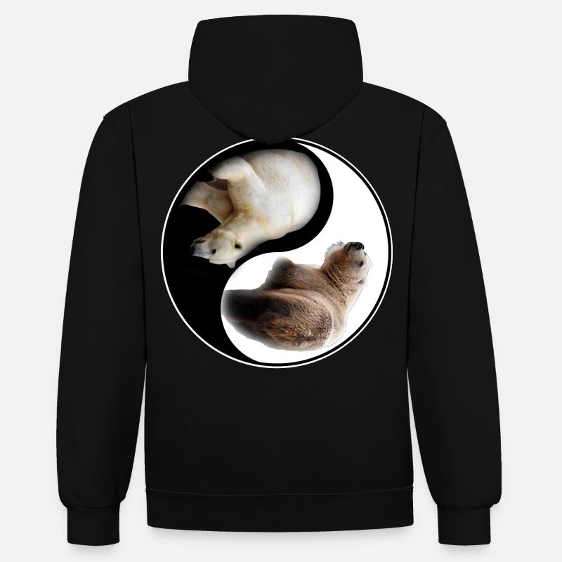 Ours Yin Yang - Sweat à capuche contrasté - noir/or