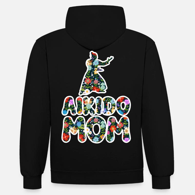 Maman Aïkido - Sweat à capuche contrasté - noir/or