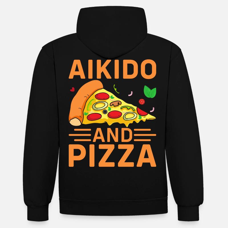 Aïkido et pizza - Sweat à capuche contrasté - noir/or