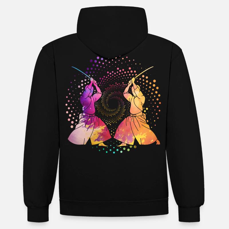 Aïkido - Sweat à capuche contrasté - noir/or