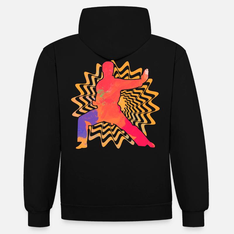Wing Chun Kung Fu - Sweat à capuche contrasté - noir/or