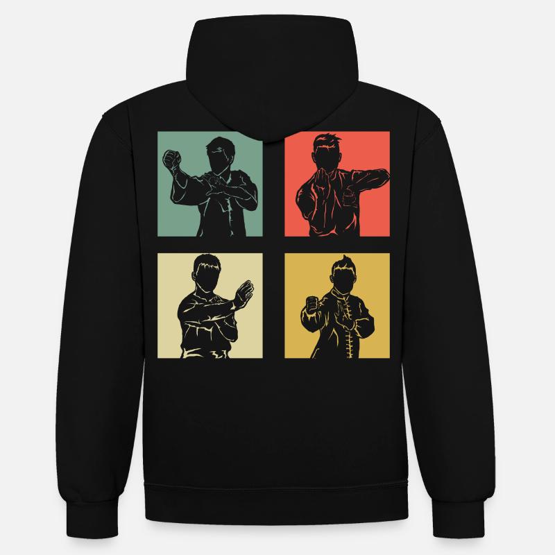 Wing Chun Kung Fu - Kontrast-Hoodie - Schwarz/Gold