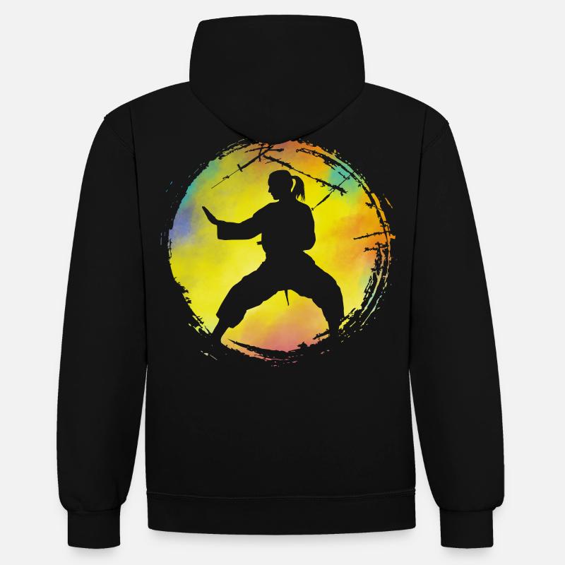 Wing Chun - Sweat à capuche contrasté - noir/or