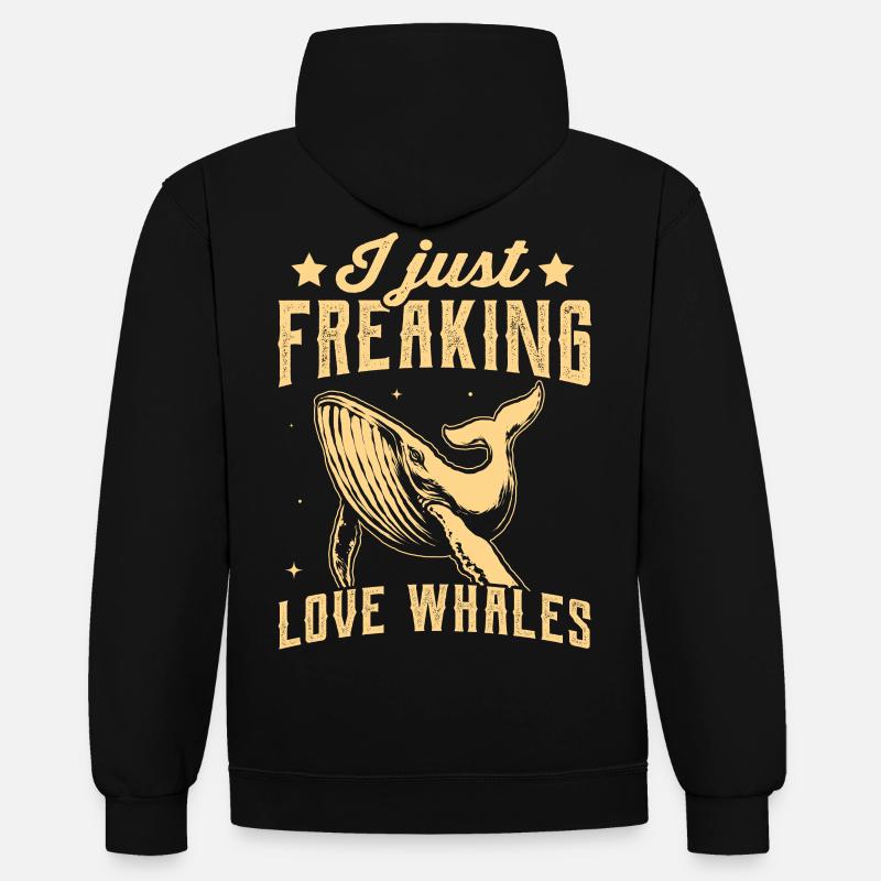 J’adore les baleines - Sweat à capuche contrasté - noir/or