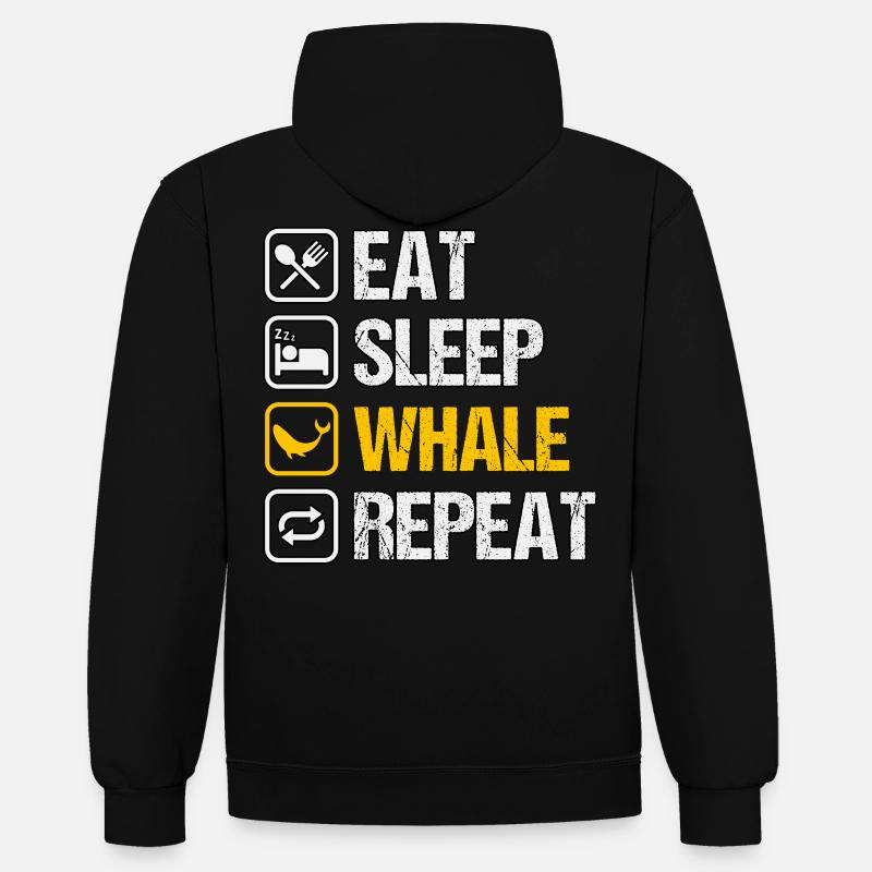 Mangez dormir Baleine Répéter - Sweat à capuche contrasté - noir/or