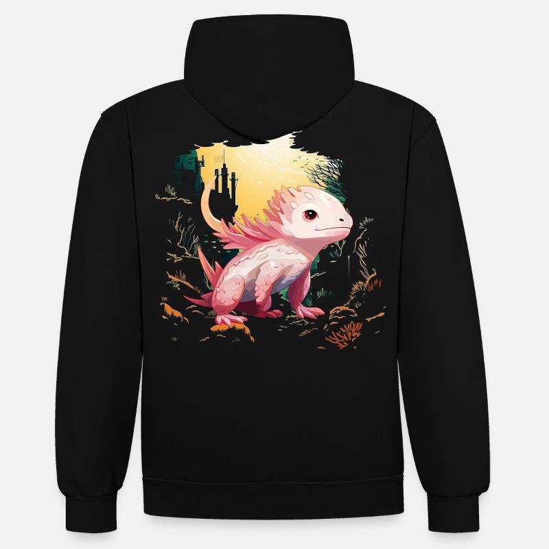 axolotl - Sweat à capuche contrasté - noir/or