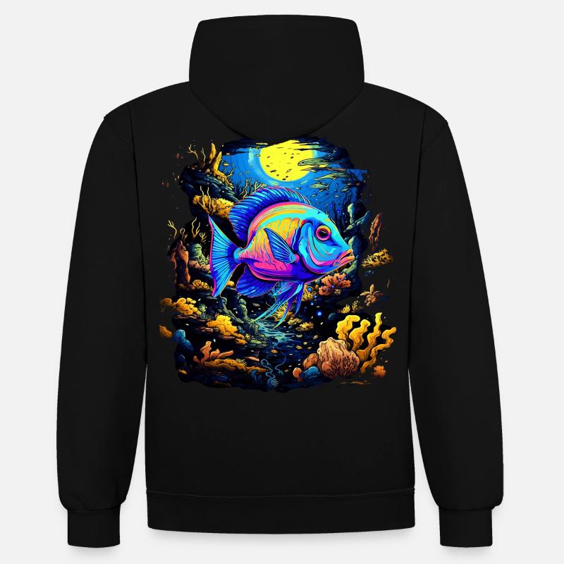 Angelfish - Sweat à capuche contrasté - noir/or