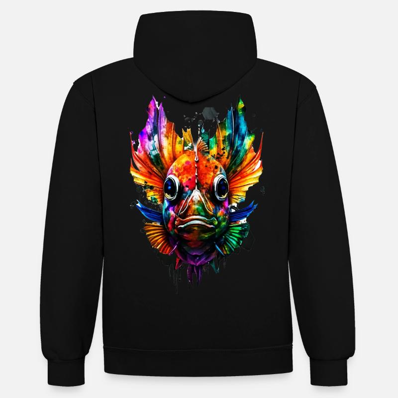 Angelfish - Sweat à capuche contrasté - noir/or