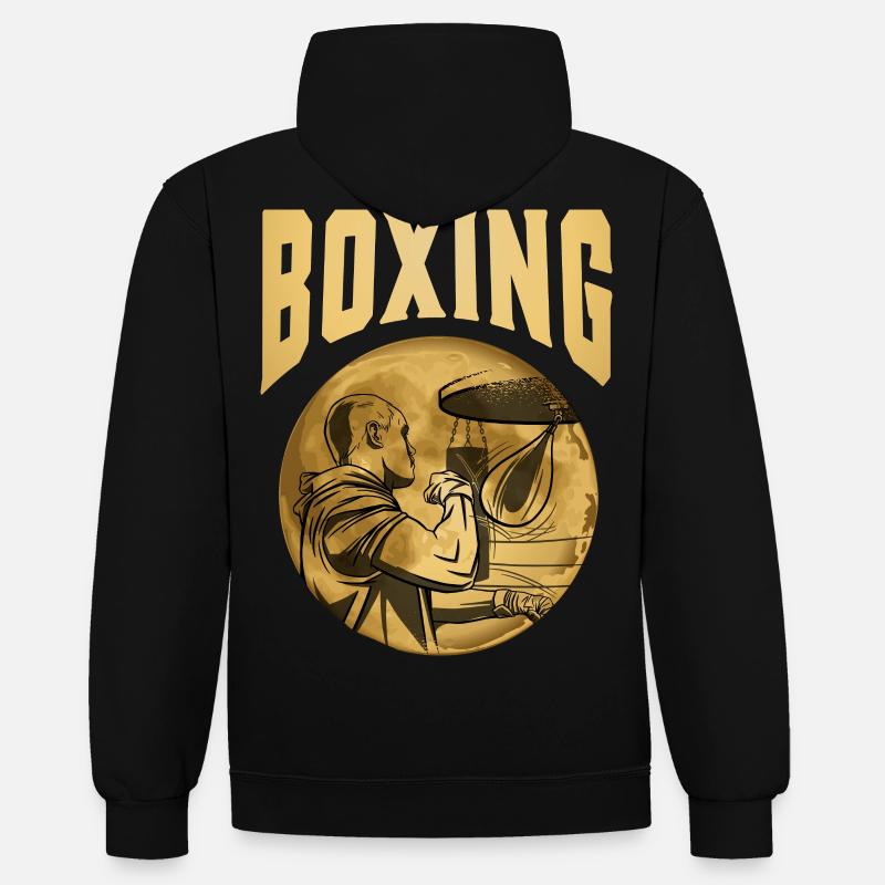 Boxe - Sweat à capuche contrasté - noir/or