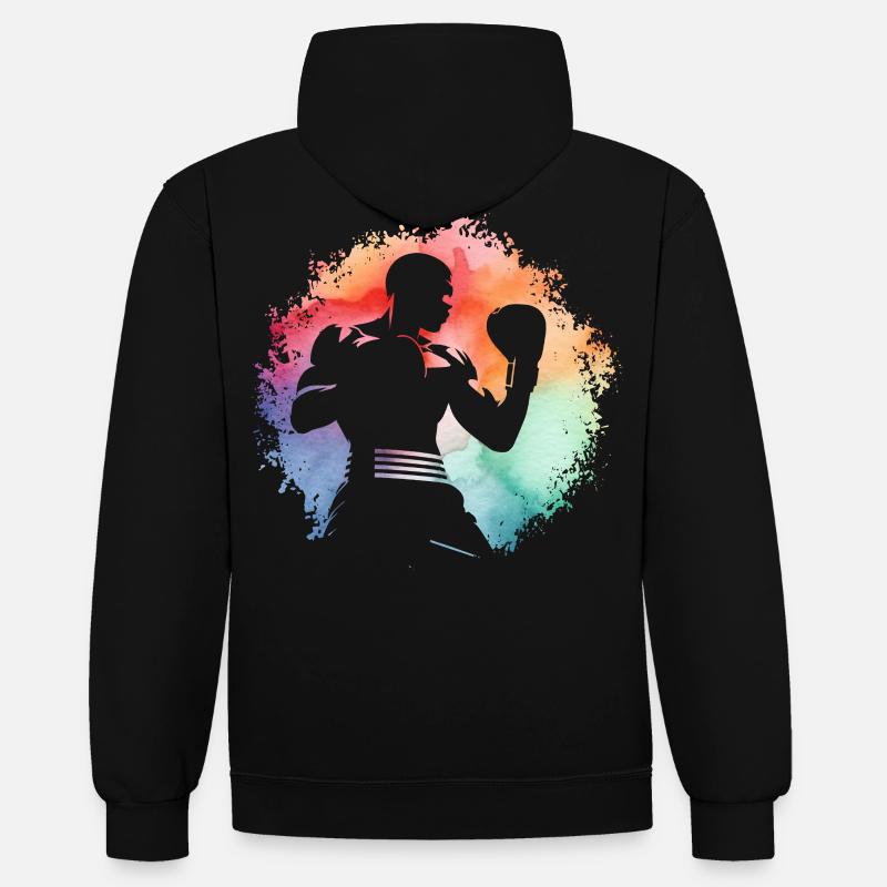 Boxe - Sweat à capuche contrasté - noir/or