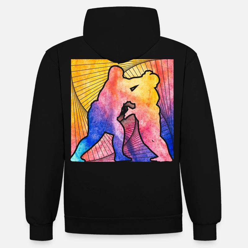 Sumo - Sweat à capuche contrasté - noir/or