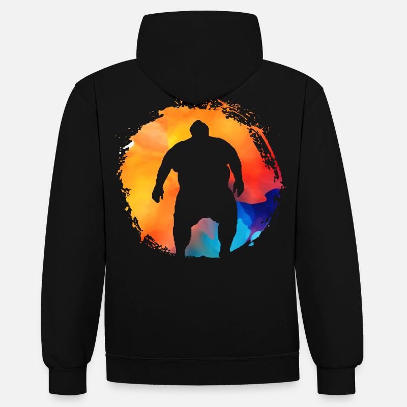 Sumo rétro - Sweat à capuche contrasté - noir/or