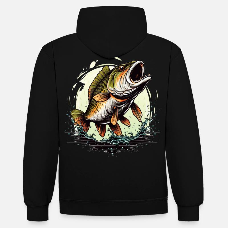 Poisson bar - Sweat à capuche contrasté - noir/or