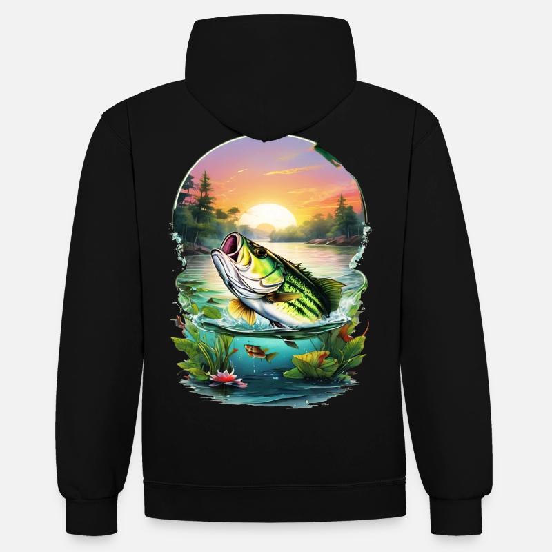 Poisson bar - Sweat à capuche contrasté - noir/or