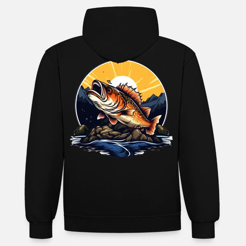 Poisson bar - Sweat à capuche contrasté - noir/or