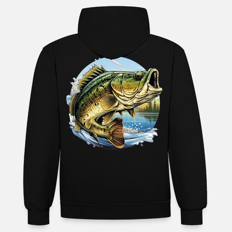 Poisson bar - Sweat à capuche contrasté - noir/or