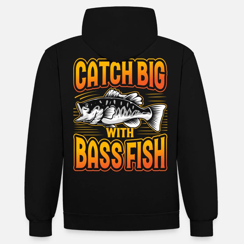 Fangen Sie groß mit Barschfischen - Kontrast-Hoodie - Schwarz/Gold