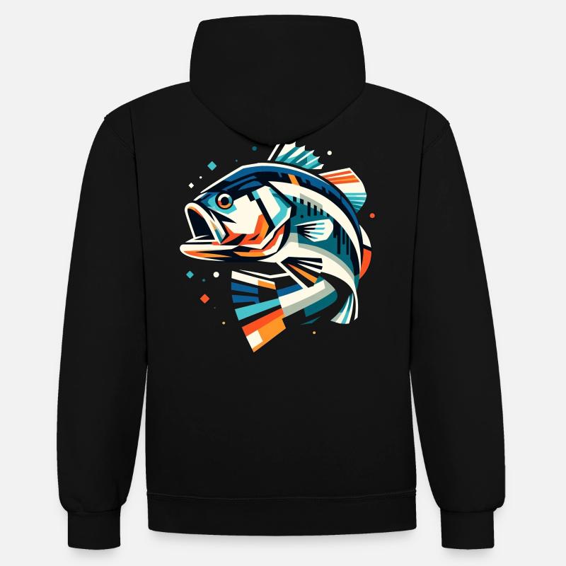 Poisson bar - Sweat à capuche contrasté - noir/or