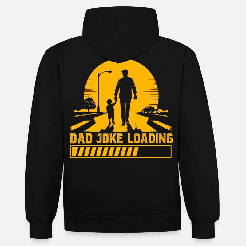 Papa-Witz wird geladen - Kontrast-Hoodie - Schwarz/Gold