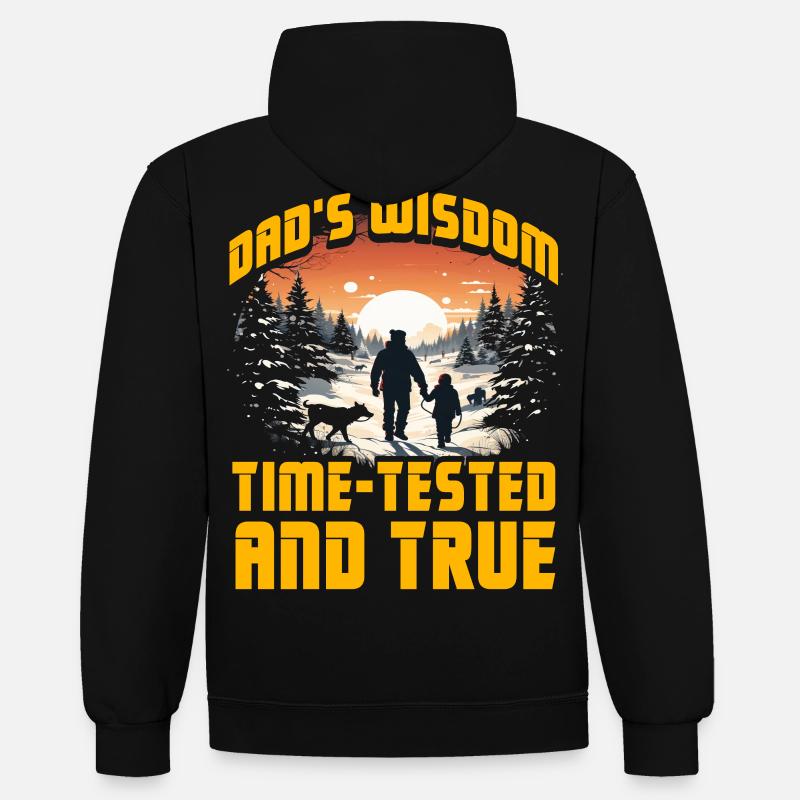 Dad's Wisdom time-tested and true - Contrast hoodie - black/gold