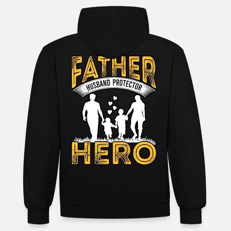 Père Mari Protecteur Héros - Sweat à capuche contrasté - noir/or