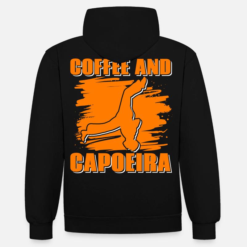 Café et Capoeira - Sweat à capuche contrasté - noir/or