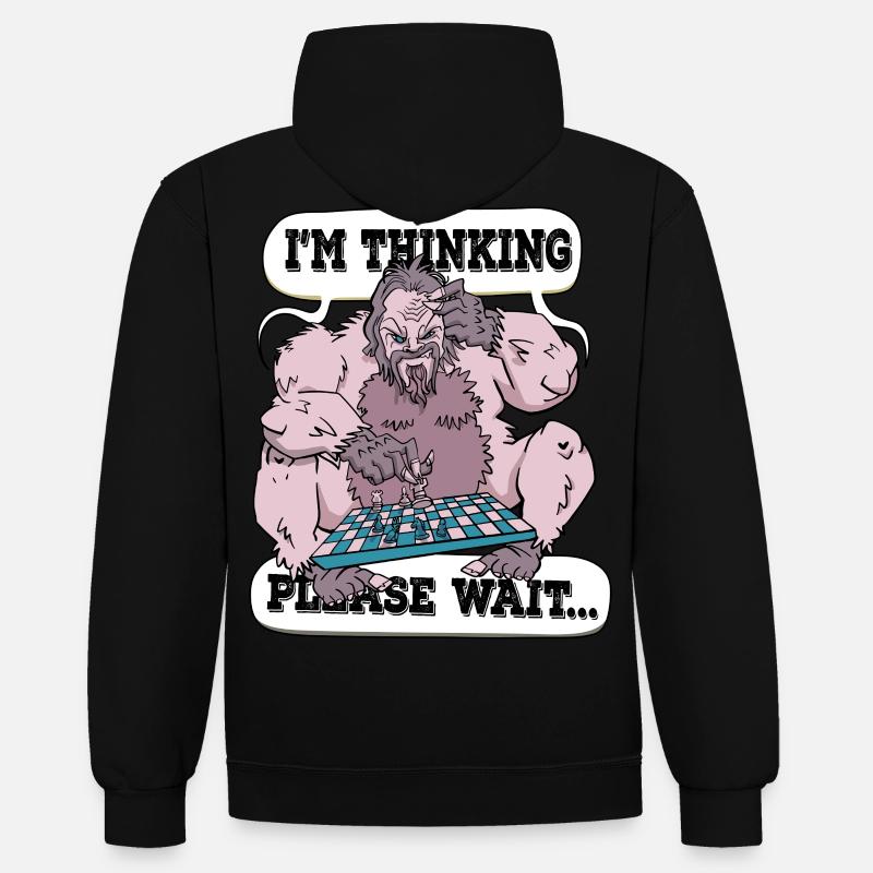 I'm thinking please wait Chess - Contrast hoodie - black/gold