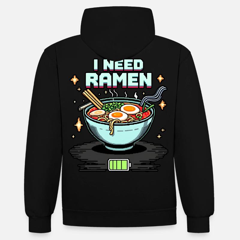 J’ai besoin de Ramen - Sweat à capuche contrasté - noir/or