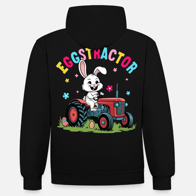 Oeuftracteur - Sweat à capuche contrasté - noir/or