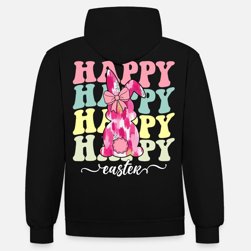 Joyeuses Pâques - Sweat à capuche contrasté - noir/or