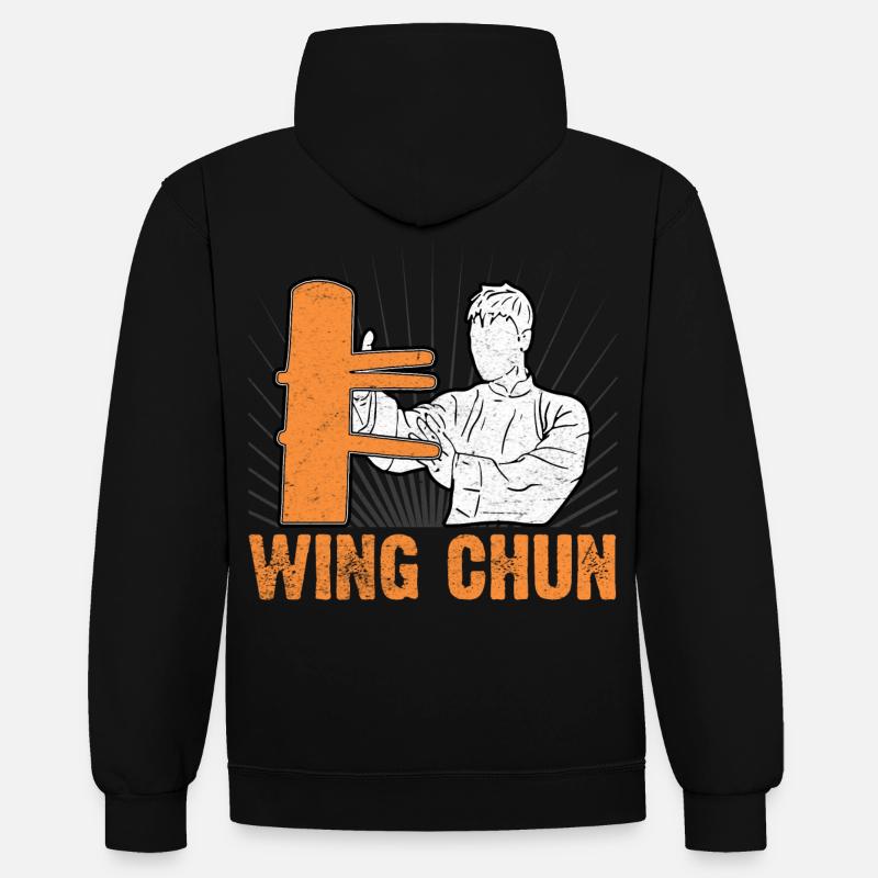 Wing Chun - Sweat à capuche contrasté - noir/or