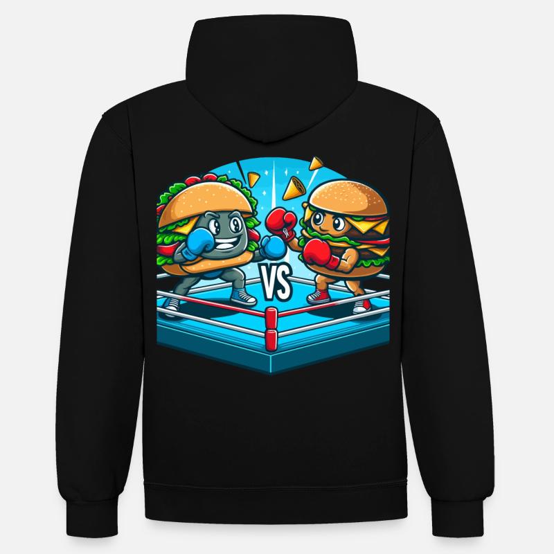 Boxing Hamburger - Contrast hoodie - black/gold