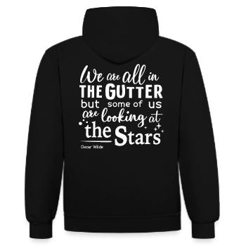 Oscar Wilde dans la gouttière en regardant les étoiles - Sweat à capuche contrasté - noir/or - Dos - Anna (173cm)