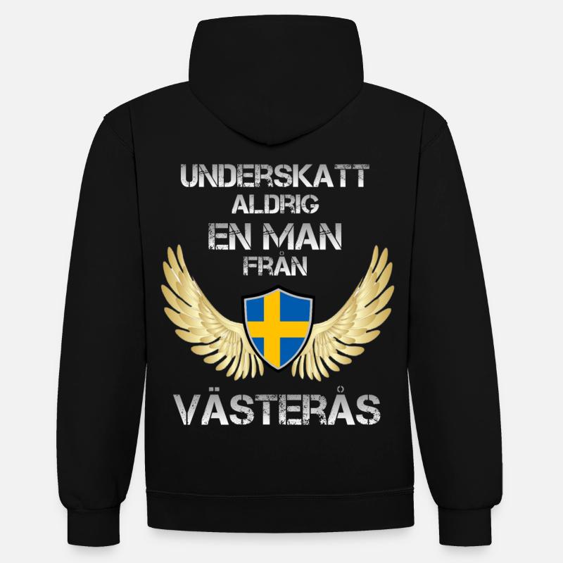 Vasteras - Sweat à capuche contrasté - noir/or