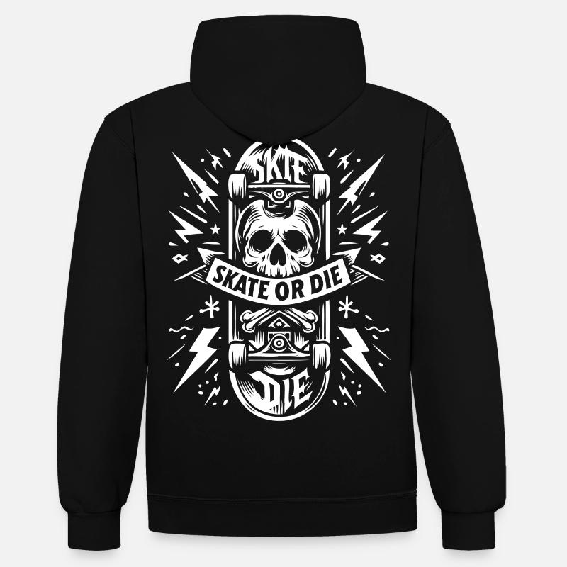 Skate Or Die - Contrast hoodie - black/gold