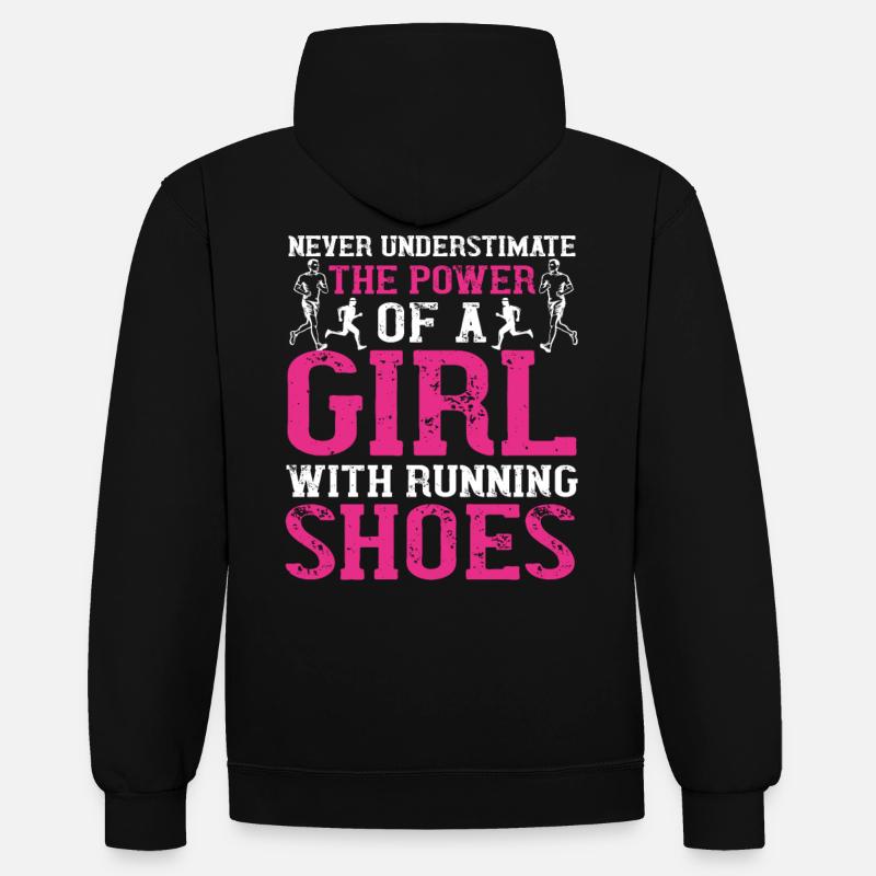 Course jogging course - Sweat à capuche contrasté - noir/or