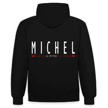 MICHEL prénom cadeau t-shirt personnalisé michel - Sweat à capuche contrasté - noir/or - Dos - Anna (173cm)