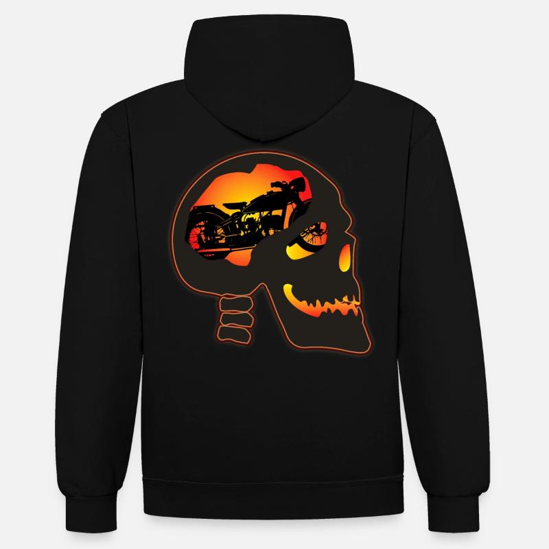 Crâne de motard - Sweat à capuche contrasté - noir/or