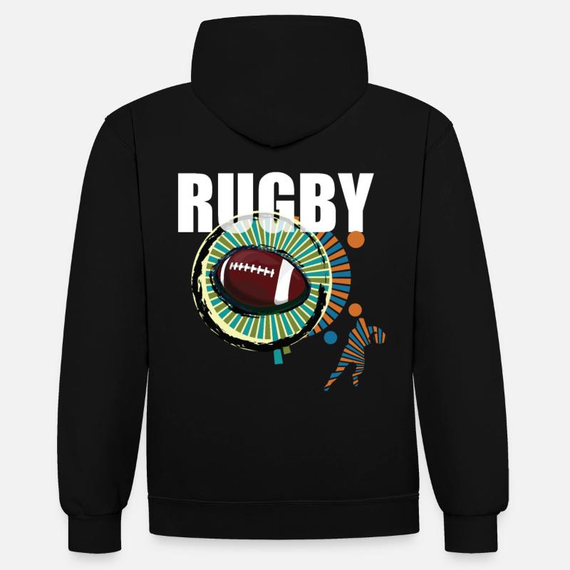 rugby - Sweat à capuche contrasté - noir/or