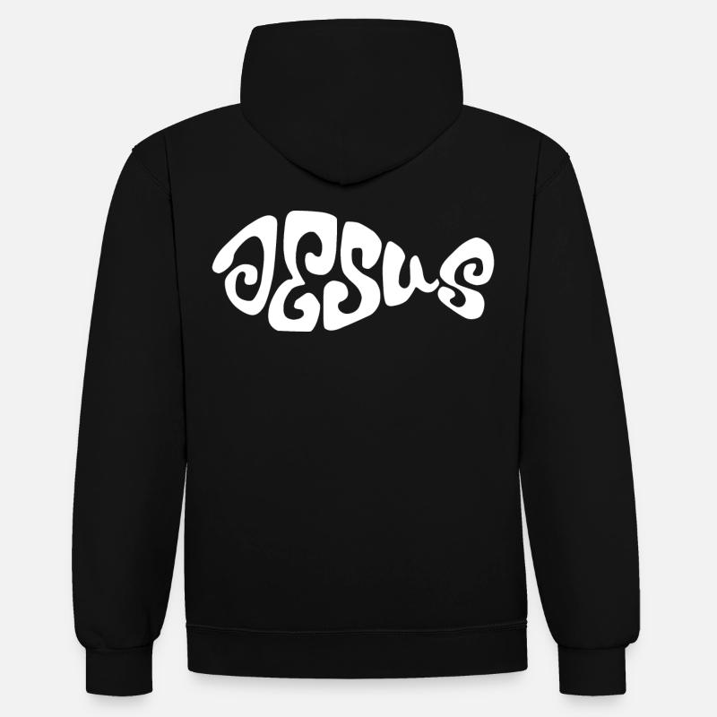 Conception de Jesus Fish. - Sweat à capuche contrasté - noir/or