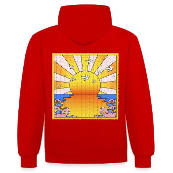 California Orange Sunshine LSD Löschblatt - Kontrast-Hoodie - Rot/Weiß - Hinten - Luana (180cm)