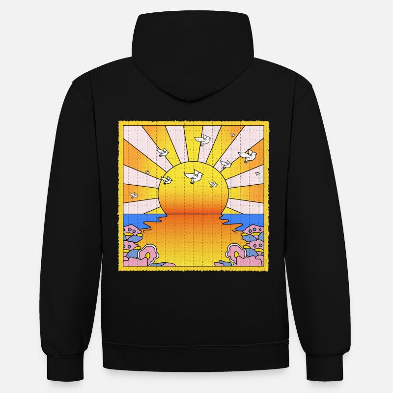 Feuille de Buvard LSD California Orange Sunshine - Sweat à capuche contrasté - noir/or