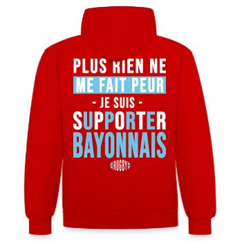 Rugby Bayonne cadeau supporter bayonnais - Sweat à capuche contrasté - rouge/blanc - Dos - Luana (180cm)