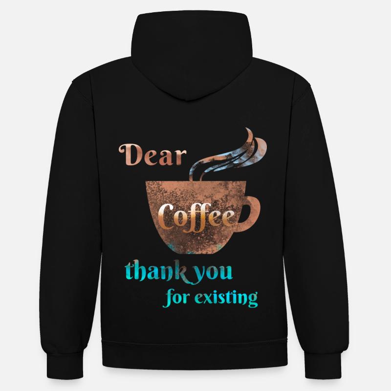 Kaffee - Dear Coffee - Geschenkidee - Kontrast-Hoodie - Schwarz/Gold