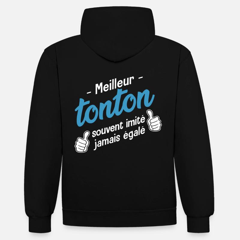 meilleur tonton cadeau oncle tonton - Sweat à capuche contrasté - noir/or