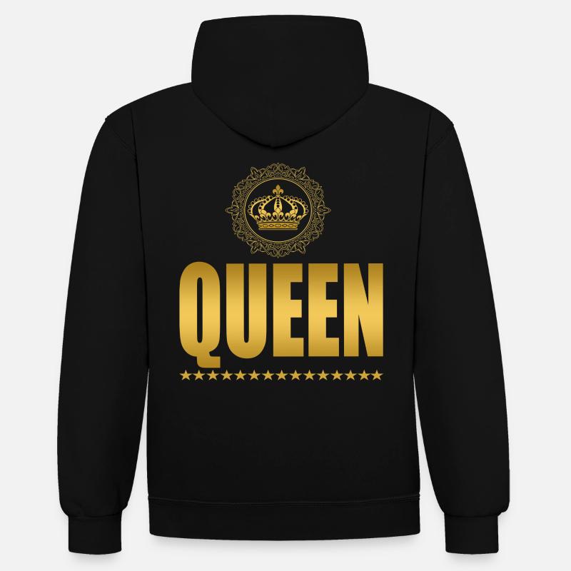 QUEEN - LOGO AVEC COURONNE - Sweat à capuche contrasté - noir/or