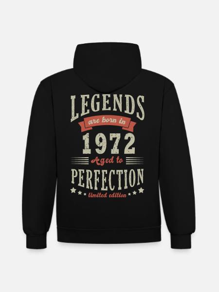 legende født i 1972 Fødselsdagsgave 51 år - Kontrast-hoodie - sort/guld