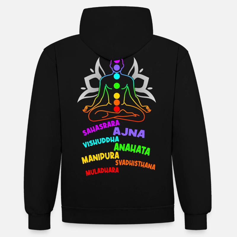 Chakra Chakra Couleurs Yoga - Sweat à capuche contrasté - noir/or