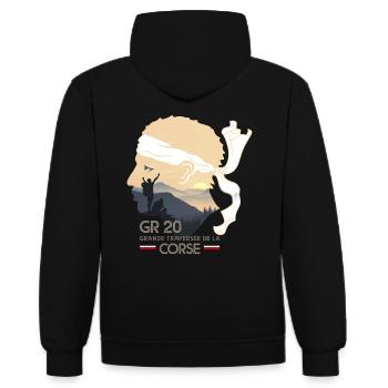 Randonnée corse GR20 GR 20 cadeau randonneurs trek - Sweat à capuche contrasté - noir/or - Dos - Anna (173cm)